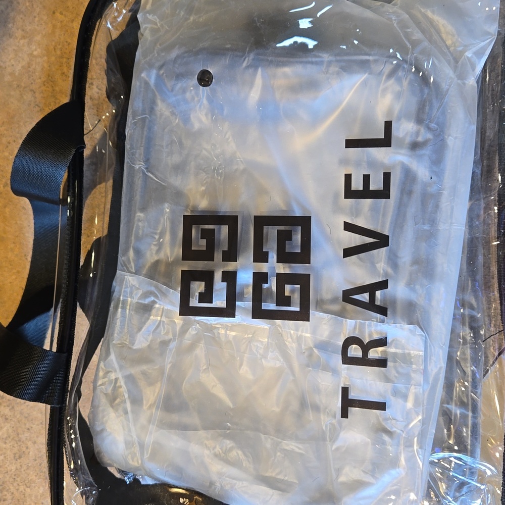 Set of 3 Designer Inspired Clear Travel Zipper Bags - Picture 8 of 8